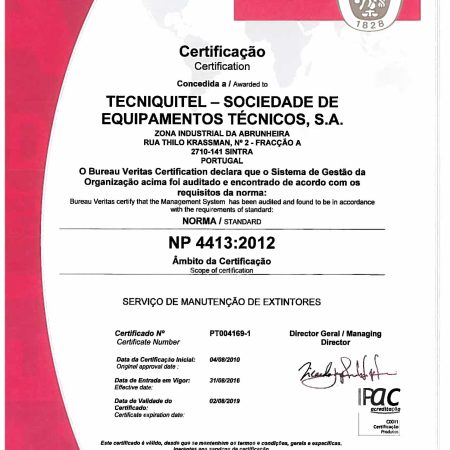 Certificação NP 4413:2012