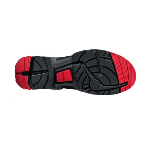 Esta bota de proteção S3 SRC tem sola com desenho ergonómico em poliuretano de dupla densidade