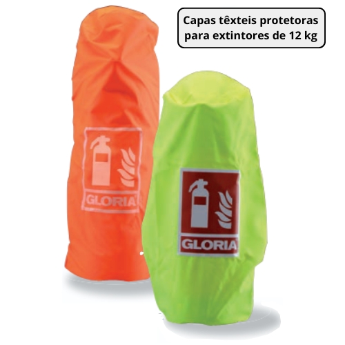 Capas têxteis adequadas para extintores em ambientes industriais expostos a raios solares e intempéries.