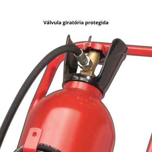 Extintores CF10/CF20/CF30/CF50 com válvula giratória protegida.