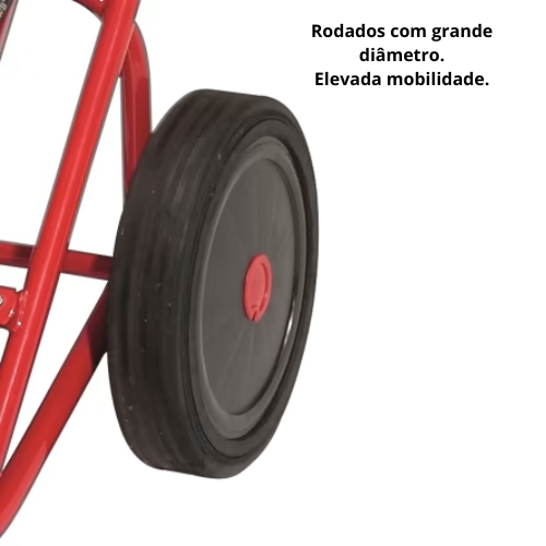Extintores de CO2 com rodados com grande diâmetro. Elevada mobilidade.