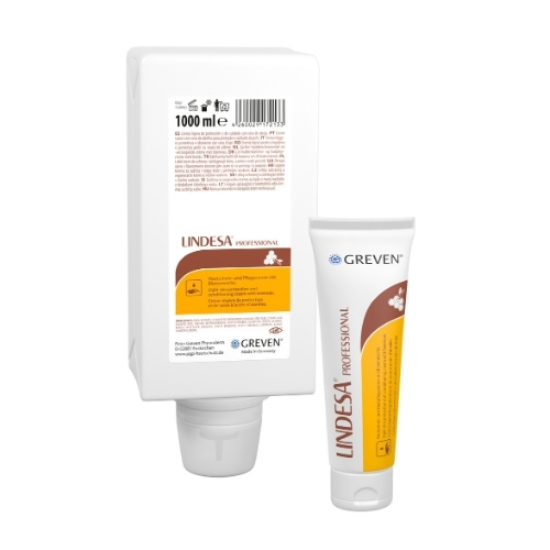 O creme proteção e cuidado da pele LINDESA PROFISSIONAL não só é perfumado, como também é constituído por cera de abelha à base de uma emulsão óleo-em-água.