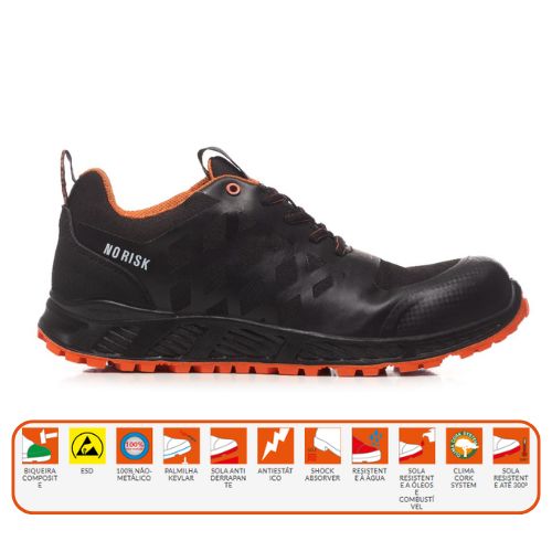 O sapato de proteção S3 SRC HRO ESD SOOTH inovador está classificado como calçado de segurança da classe S3 SRC HRO ESD.