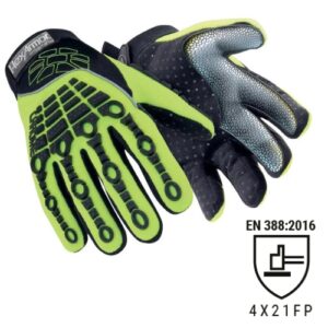 A palma da mão da luva de proteção chrome 4026 em material da marca SuperFabric proporciona resistência aos cortes de nível F