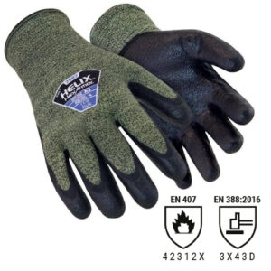 Luva de proteção HexArmor Helix® 2082 com capa concebida com uma mistura de lã e aramida resistente à chama.