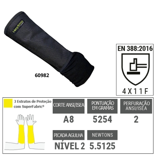 HexArmor AG8TW com certificação CE 4X11F de acordo com a norma EN 388:2016.