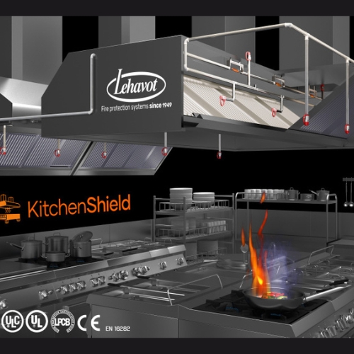 Este sistema de supressão de incêndios é fabricado pela Lehavot Fire Protection Ltd.