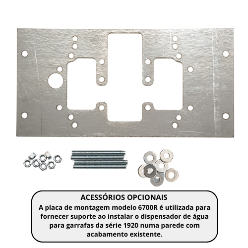 O dispensador de água para garrafas modelo 1922HO requer placa de montagem.