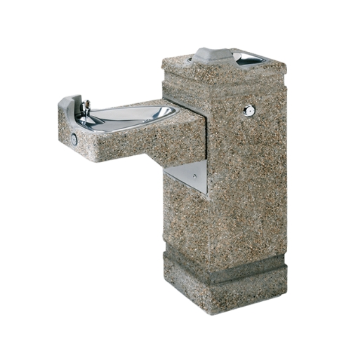 Fonte de água modelo 3150 de pedestal quadrado em betão para adultos ou crianças, conforme diretiva ADA.