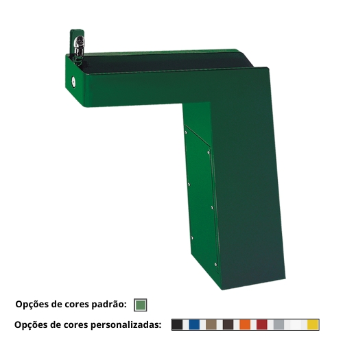 Fonte de água com pedestal em aço de substrato galvanizado de calibre 12, com revestimento pulverizado à cor verde.