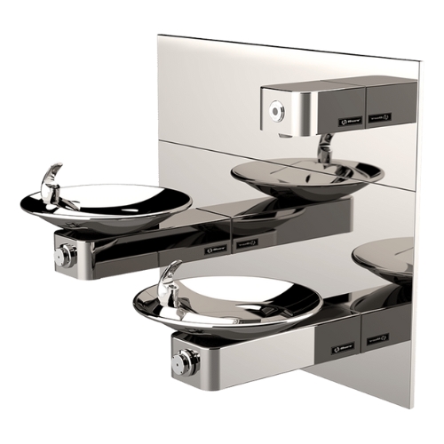 Fonte dupla Hi-Lo e dispensador de água para garrafas modelo 1011HPS-1920HPSHO acionado por movimento resistentes a vandalismo conforme diretiva ADA.