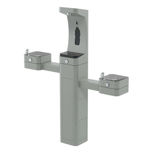 Fonte Hi-Lo e dispensador de água para garrafas modelo 3612, montados em pedestal conforme diretiva ADA.