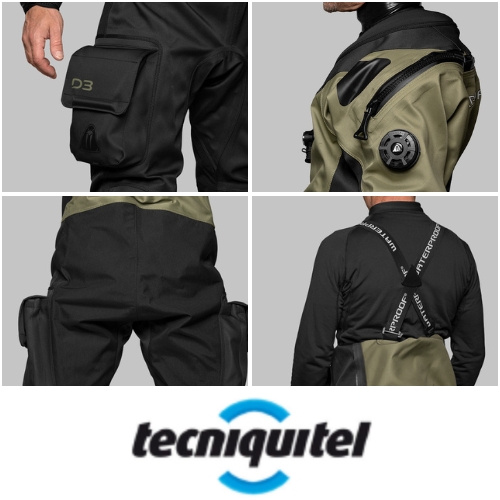 Fato seco D3 com suspensórios integrados e ajustáveis.