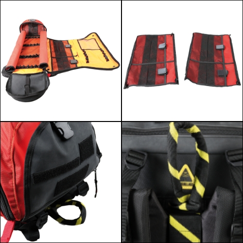 Mochila de intervenção com pegas de transporte lateral.