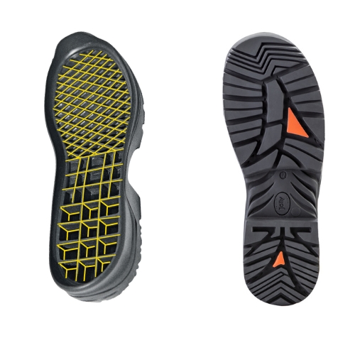 Bota para bombeiro com sola exterior resistente ao fuelóleo com inserção antiperfuração em compósito.