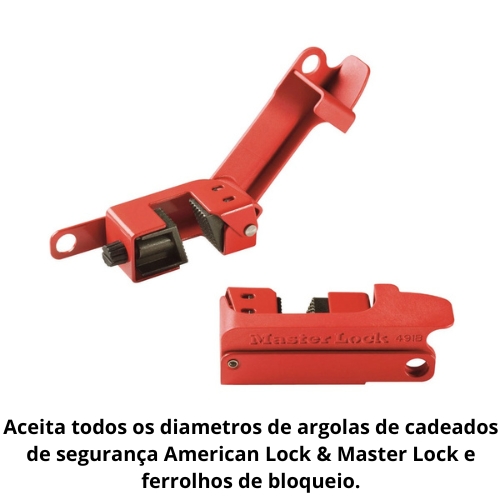 Bloqueio elétrico compatível com cadeados de segurança American Lock® e Master Lock®.