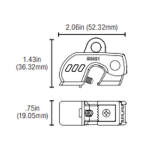 Dimensões do bloqueio elétrico modelo S3821.