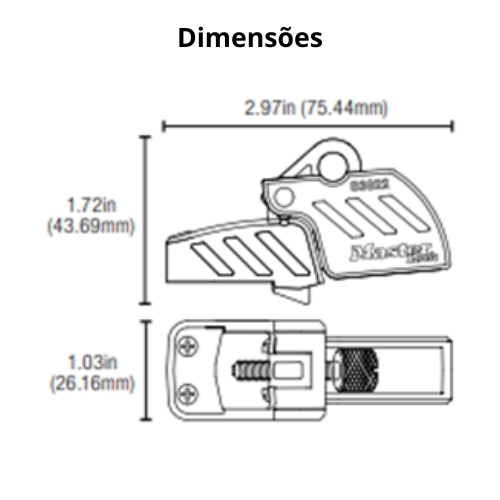 Dimensões do bloqueio elétrico modelo S3822.