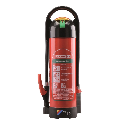 O extintor de espuma F6 SKK é operado por cartucho DIN EN 3, GS.