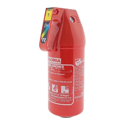 O extintor pó químico F 2 GM distingue-se pelo seu design compacto e pela elevada eficiência em situações de emergência.