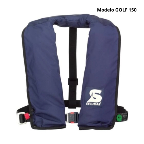O colete salva-vidas GOLF 150/GOLF 150 SPR possuem certificação CE e desempenho de 150 N.