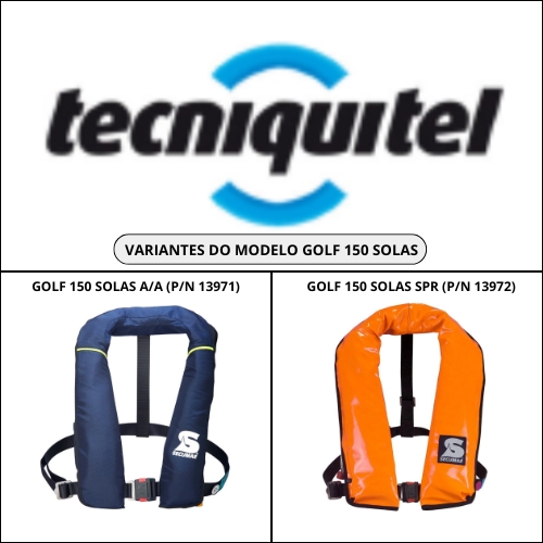 Variantes do colete salva-vidas GOLF 150 SOLAS.