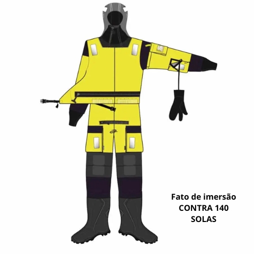 O fato de imersão CONTRA 140 SOLAS cumpre normas internacionais marítimas.